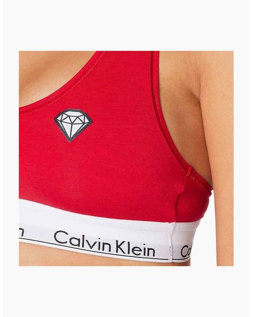 Calvin Klein Red Modern Cotton Bralette, Empower