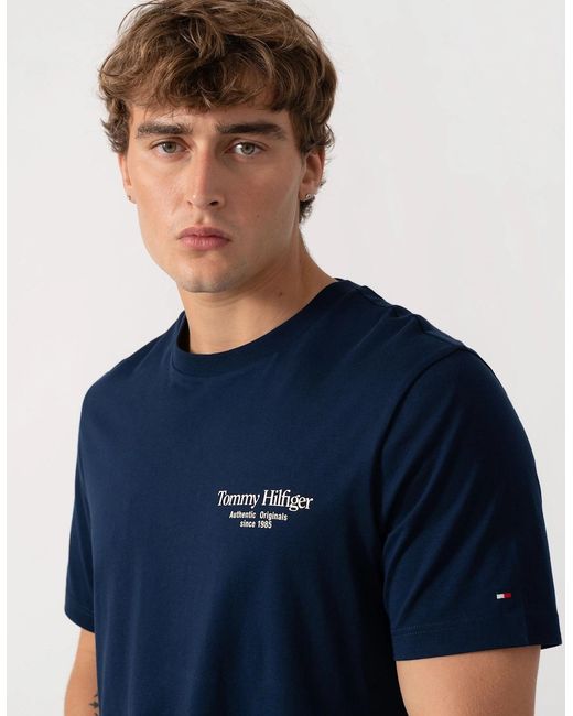 Tommy Hilfiger Blue Back Text Seasonal Graphic T-Shirt for men