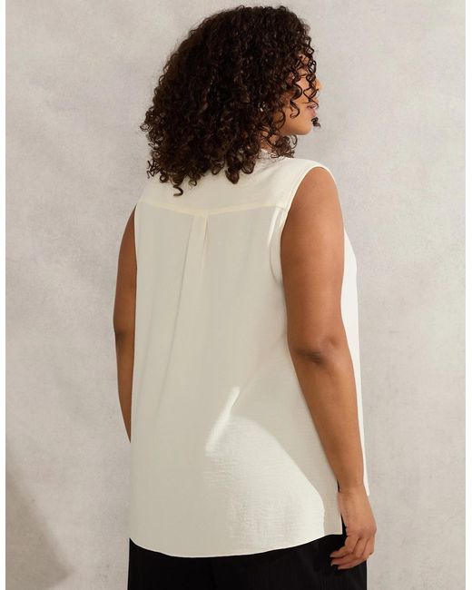 Live Unlimited London White Ivory V Neck Blouse