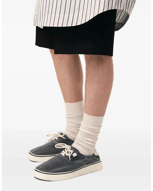 AMI Black Washed Canvas Tennis Sneakers for men