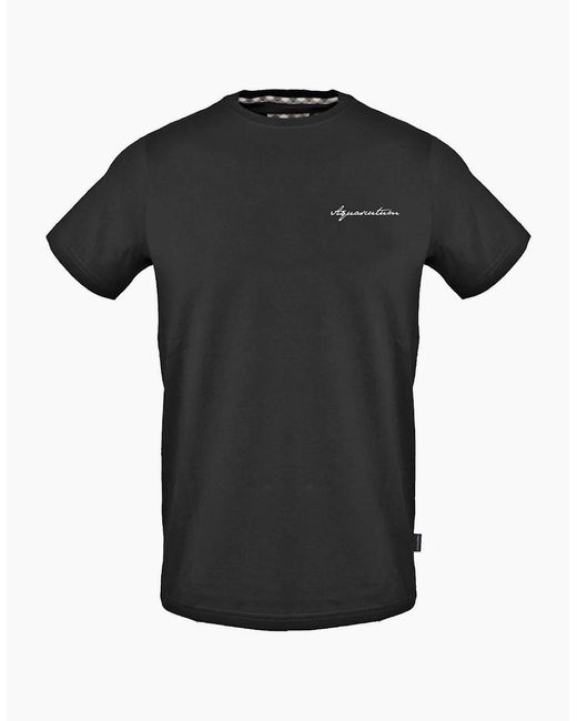 Aquascutum Black Crew Neck Short Sleeve Regular Fit T-Shirt for men
