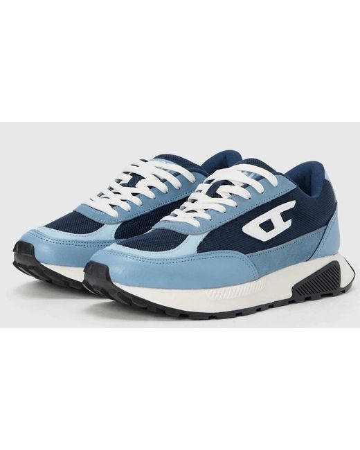 DIESEL Blue Tame Laced Up Racer Trainers for men