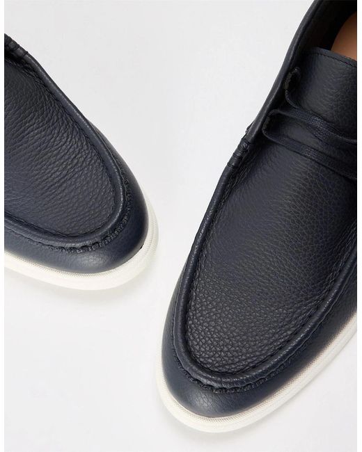 Boss Blue Sienne Textured Moc Toe Chukka Boots for men