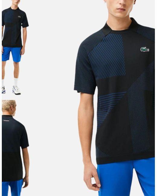 Lacoste Blue Dh9255 Tennis Polo T Shirt Sport Slim Fit Seamless Jersey Bord Tops for men