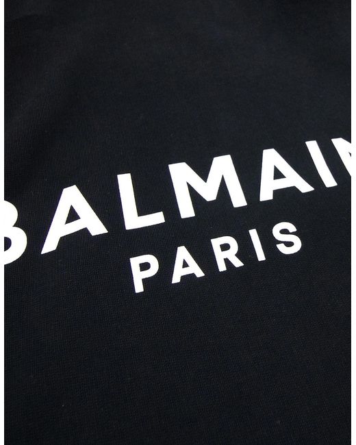 Balmain Blue Logo Print Drawstring Hoodie Eab for men