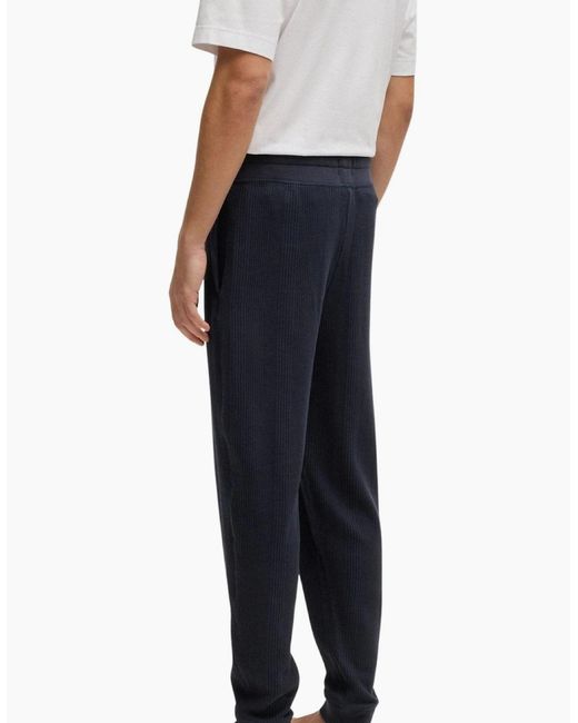 Boss Blue Waffle Structure Jogging Bottoms, Dark for men