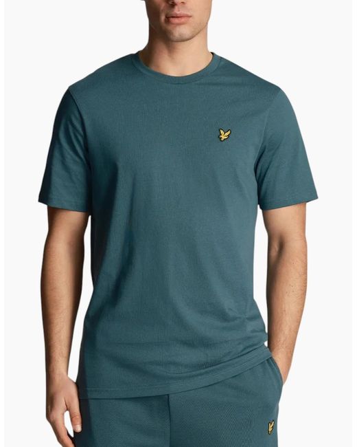 Lyle & Scott Blue Lyle Scott Short Sleeve T Shirts Regular Fit Crew Neck Summer Cotton Tee for men
