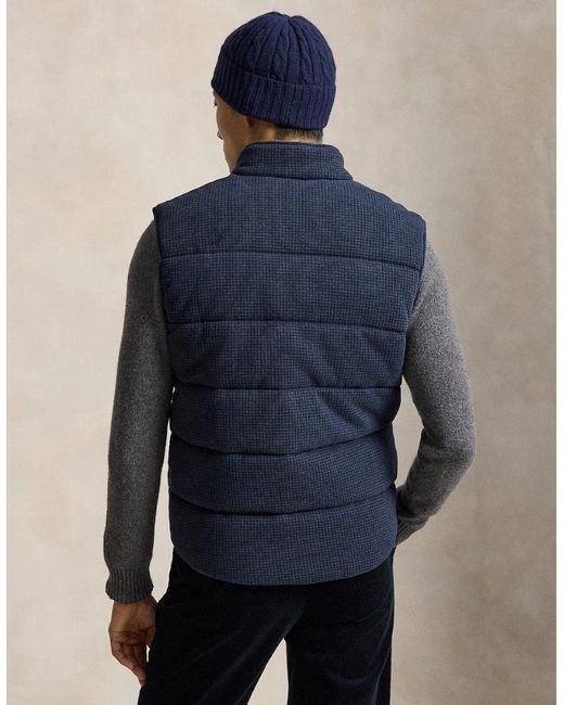 Polo Ralph Lauren Blue Double Knit Jacq Gilet 002 Winter Heather-Dogtooth for men