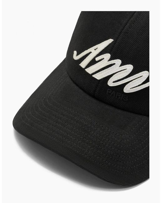 AMI Black Washed Cotton Ami Cap for men