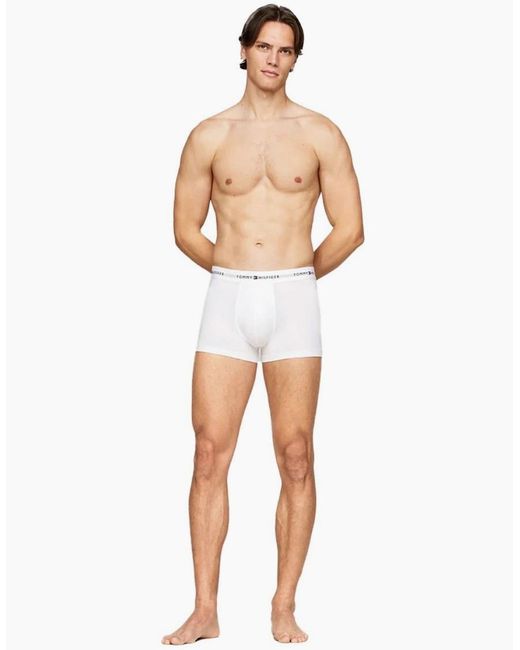 Tommy Hilfiger White 3-Pack Signature Cotton Boxer Trunks for men