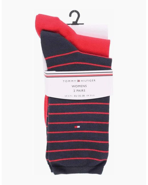 Tommy Hilfiger Red 2-Pack Small Stripe Socks