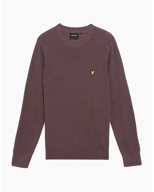 Lyle & Scott Purple Ribbed Crew Neck Raglan Sleeve Sweater for men