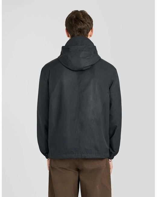 Lyle & Scott Gray Waxed Hooded Utility Jacket for men