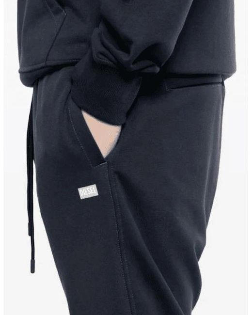 DIESEL Blue S-Rob Overhead Rubber Logo Hooded Tracksuit for men