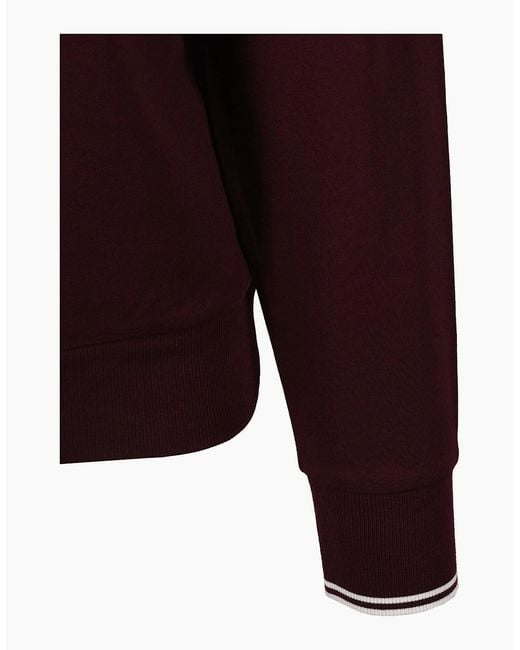 Fred Perry Red Crew Neck Sweatshirt Oxblood/Ecru for men