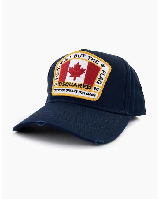 DSquared² Blue Canadian Flag Baseball Cap for men