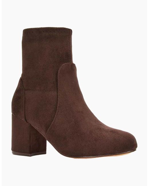 XY London Brown Ladies Rogue Mid Block Heel Ankle Boots