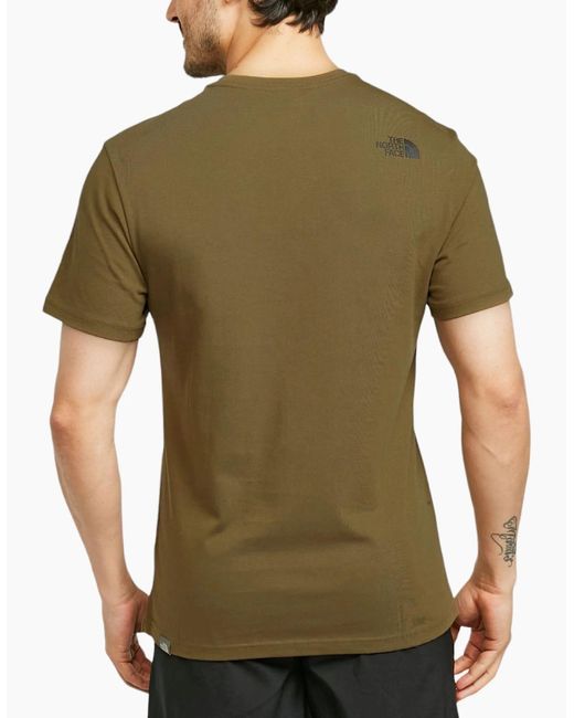 The North Face Green T Shirts Woodcut Dome Short Sleeve Crew Neck Soft Cotton Tee for men