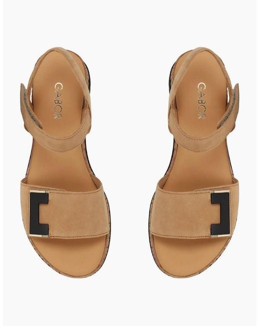 Gabor Brown Shout Wedge Heel Sandals