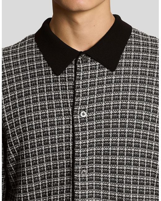 Lyle & Scott Gray Basketweave Knitted Collared Cardigan for men