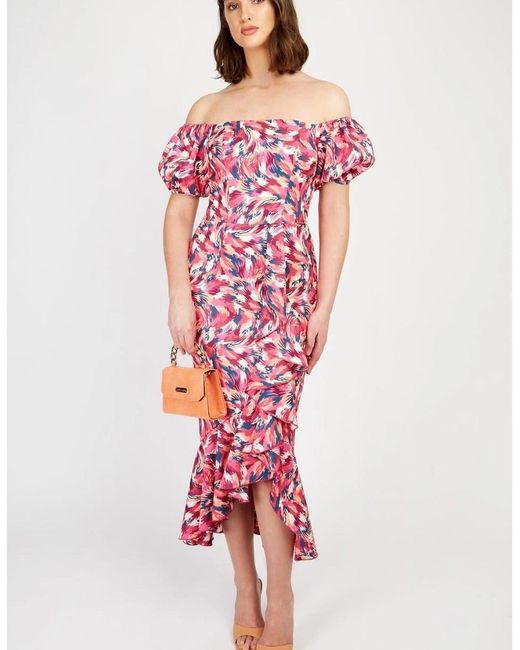 Little Mistress Off-The-Shoulder Maxi Tiered Dress
