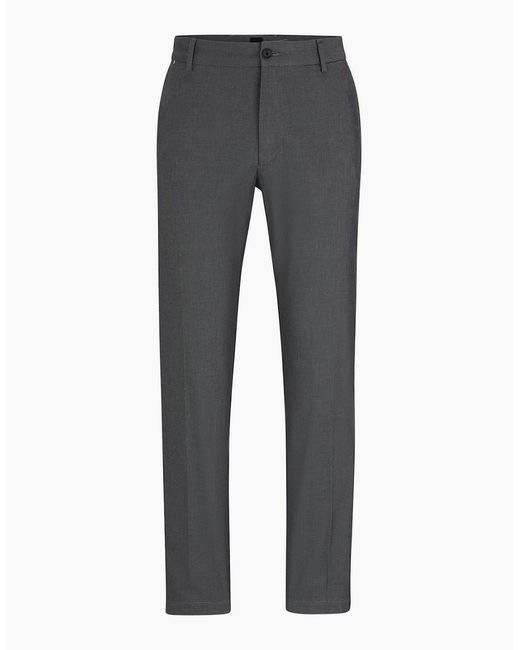 Boss Gray Kane Solid Patterned Straight Trousers for men