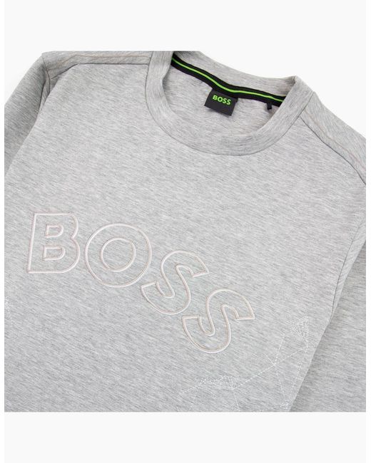 Boss White Salbo Iconic Curved Logo Sweatshirt 059 for men