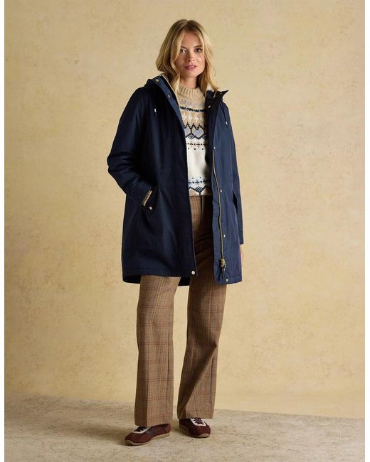 Joules Blue Portwell Waterproof Hoodie Raincoat With Adjustable Waist