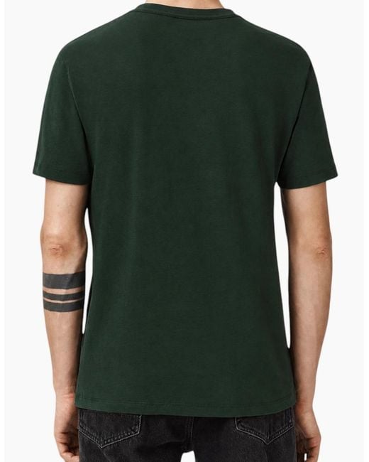 AllSaints Green T Shirts Lycra Stretch Cotton Crew Neck Short Sleeve Summer Tee for men
