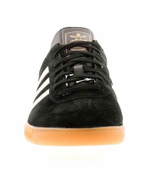 Adidas Originals Black Trainers Hamburg Leather Lace Up Uk Size for men