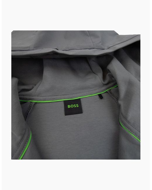 Boss Gray Sariq Cotton-Blend Zip-Up Hoodie With Decorative Reflective Logo Dark for men
