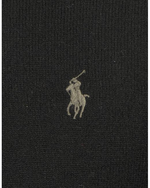 Ralph Lauren Black Merino Wool Quarter Zip Jumper for men
