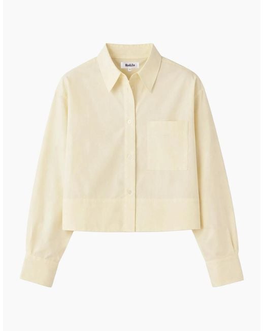 Ro&zo Natural Buttermilk Cotton Poplin Cropped Shirt