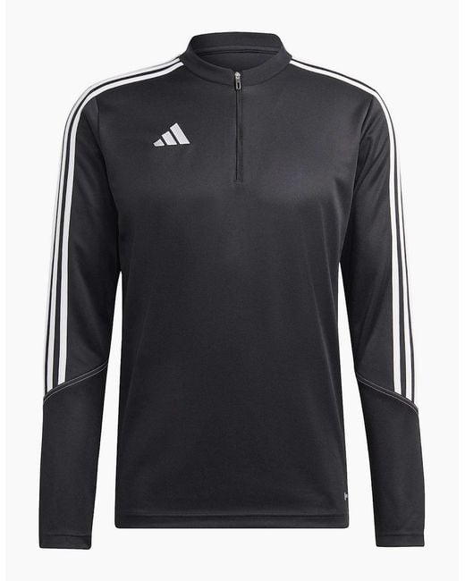 Adidas Black Tiro Zip Neck Band Collar Long Sleeve Sweatshirt for men