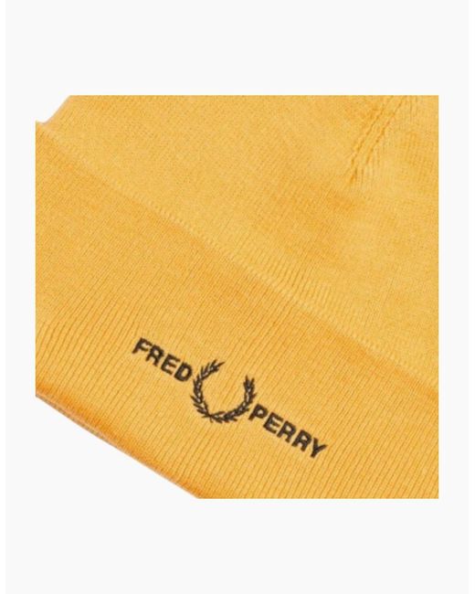 Fred Perry Yellow Graphic Logo Golden Hour Beanie