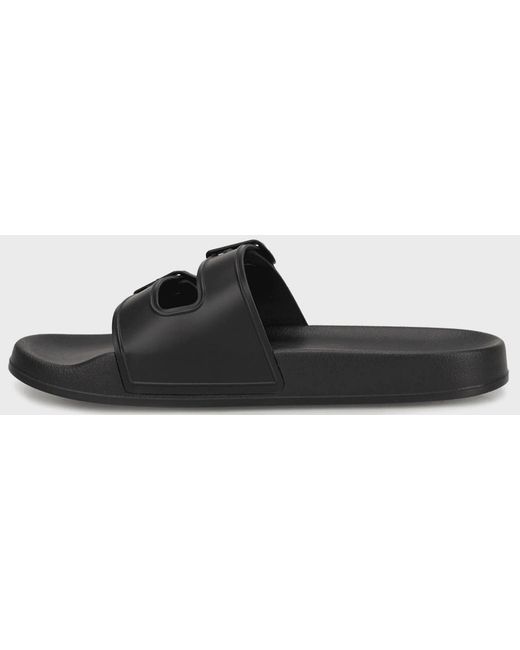 Emporio Armani Black Buckle Effect Sliders for men