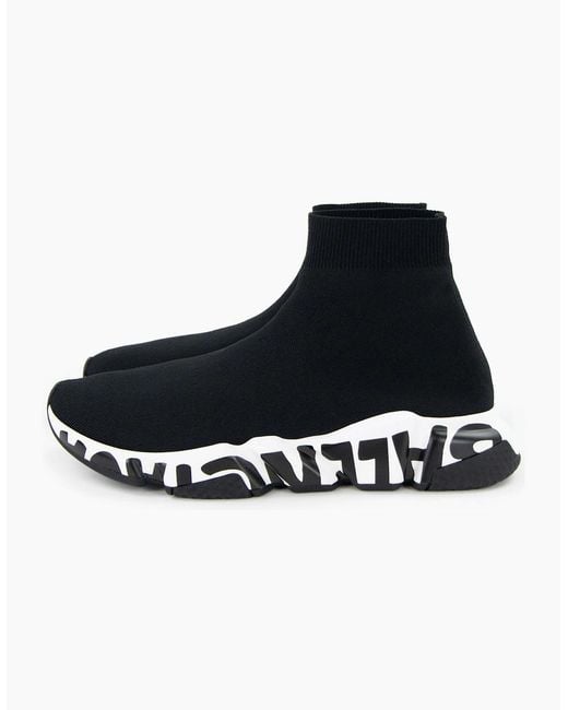 Balenciaga Black Speed Graffiti Trainers for men