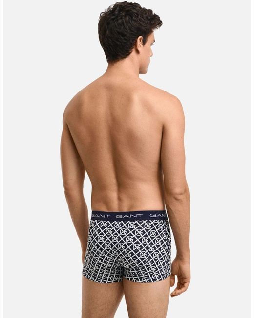 Gant Blue 3-Pack G-Patterned Boxer Trunks, Evening for men