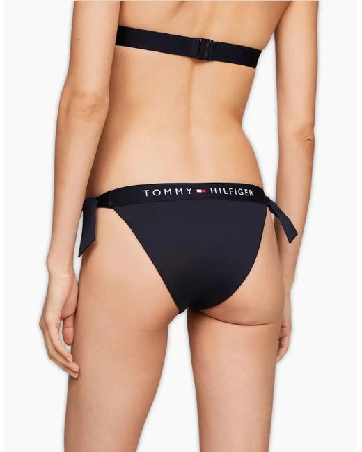 Tommy Hilfiger Black Th Original Cheeky Side-Tie Swim Bikini Bottoms