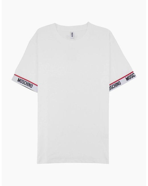 Moschino White Underwear Tape Cuff Sleeve T Shirt 0001 for men