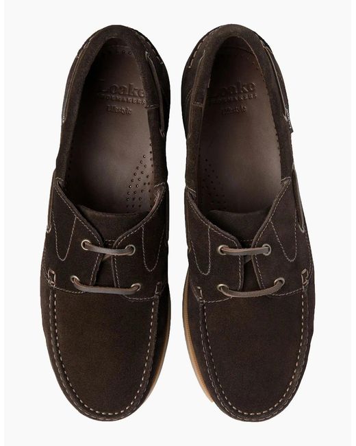 Loake Black Padstow Boat Shoe Dark Suede for men