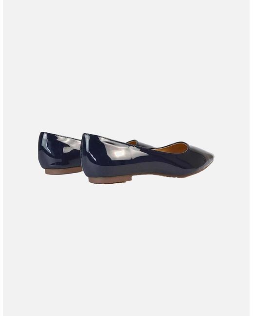 XY London Blue Ladies Cordelia Patent Pointed Ballerina Flats