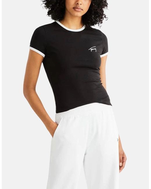 Tommy Hilfiger Black Tj Script Ringer T-Shirt