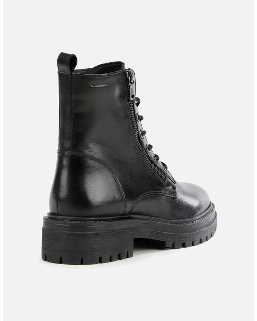 Geox Black Ladies D Iridea F Leather Ankle Boots