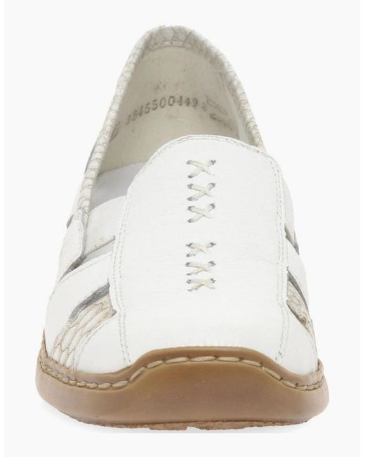 Rieker White Denise Slip On Vamp Shoes