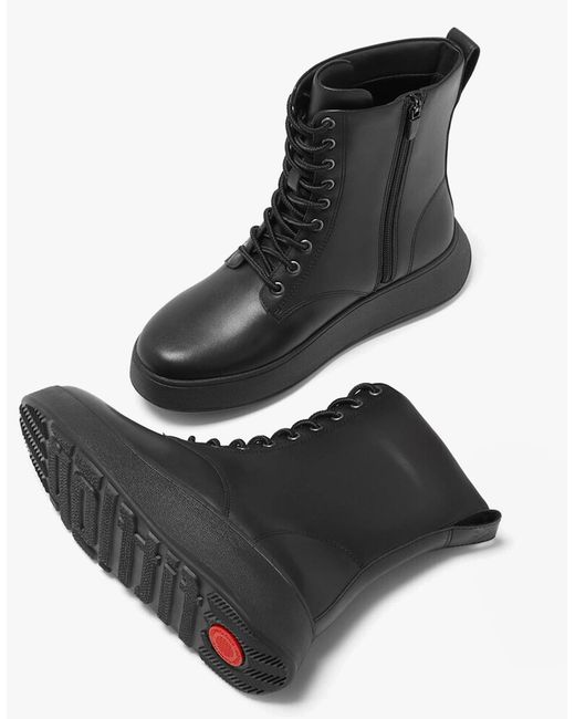 Fitflop Black F-Mode Flatform Ankle Boots All