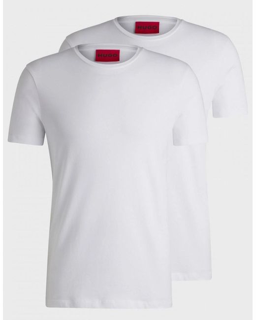 Boss White Hugo Round Two-Pack Of Slim-Fit T-Shirts for men