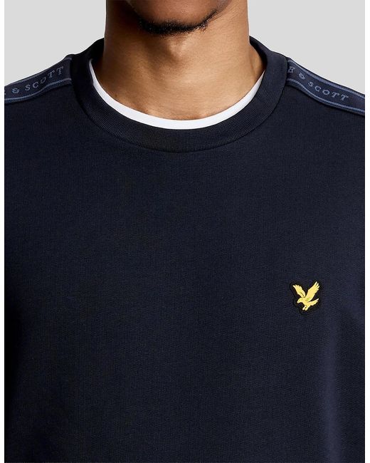 Lyle & Scott Blue Sports Tape Crew Neck Sweatshirt for men