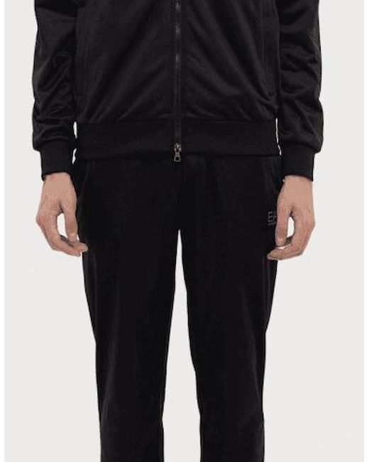 EA7 Black Zip Up Funnel Neck/ Poly Tracksuit for men