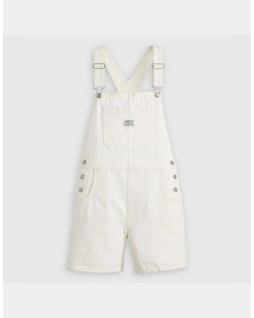 Levi's White Levi's Solid Patterned Utility Overall Shortall